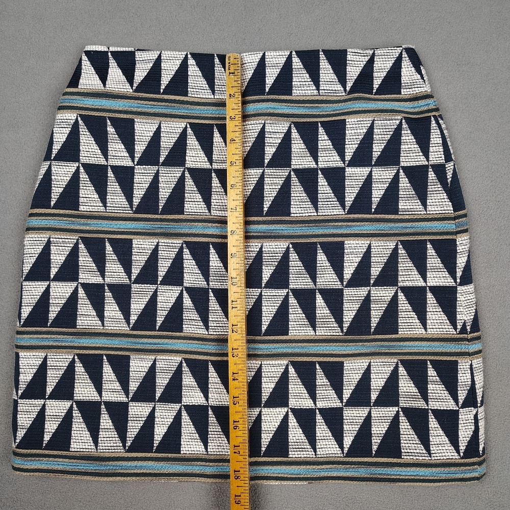 Ann Taylor‎ Pencil Skirt Women 4 Blue White Geometric Triangles Career New $89 - Picture 7 of 12